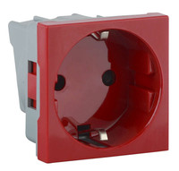 Розетка модульная с заземлением и шторками 45х45мм красная (RUVinil) АДЛ 13-901