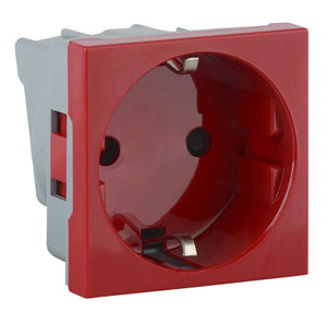 Розетка модульная с заземлением и шторками 45х45мм красная (RUVinil) АДЛ 13-901