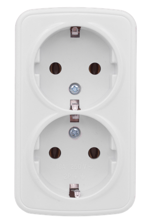 Розетка Минск 2-местная ОП 16А с заземлением белая (EKF) EGR16-128-10