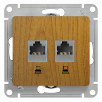 Розетка Glossa двойная компьютерная RJ45 + RJ45 кат.5E механизм дуб (Systeme Electric) GSL000585KK