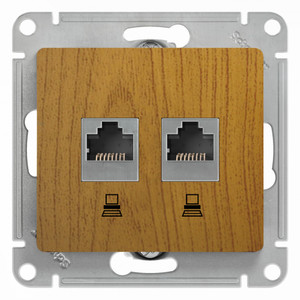 Розетка Glossa двойная компьютерная RJ45 + RJ45 кат.5E механизм дуб (Systeme Electric) GSL000585KK