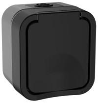 Розетка 1-местная с заземляющим контактом и крышкой TORS 16А IP55 графит (IEK) TS-R16-16-55-K53