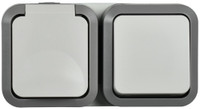 Блок розетка + выключатель горизонтальный TORS 16А IP55 белый (IEK) TS-G10-6-55-V-K41