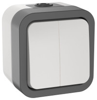 Выключатель двухклавишный TORS 10А IP55 белый (IEK) TS-V20-0-10-55-K41