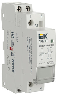 ARMAT Контактор модульный KMR 20А 230В AC 1НО 1НЗ IEK (IEK) AR-KMR10-020-11-230