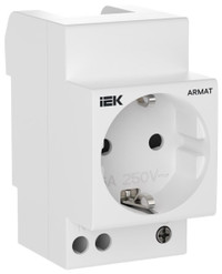 ARMAT Розетка на DIN-рейку 45мм с заземлением с защитными шторками 16А IEK (IEK) AR-SOD-G-GND-S-016