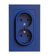 ATLASDESIGN РОЗЕТКА двойная с заземлением, 16А, в сборе, АКВАМАРИН (Systeme Electric) ATN001124