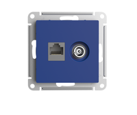 ATLASDESIGN РОЗЕТКА двойная ТВ + компьютерная RJ45, кат. 5Е, АКВАМАРИН (Systeme Electric) ATN001189