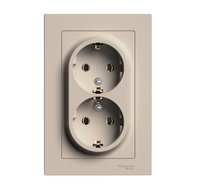 ATLASDESIGN РОЗЕТКА двойная с заземлением, 16А, в сборе, ПЕСОЧНЫЙ (Systeme Electric) ATN001224