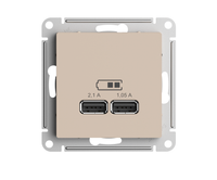 ATLASDESIGN USB РОЗЕТКА A+A, 5В/2,1 А, 2х5В/1,05 А, механизм, ПЕСОЧНЫЙ (Systeme Electric) ATN001233