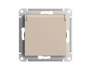 ATLASDESIGN РОЗЕТКА с заземл. со шторк. с крышкой, 16А, IP20, механизм, ПЕСОЧНЫЙ (Systeme Electric) ATN001246