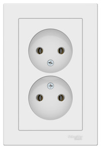 ATLASDESIGN РОЗЕТКА двойная без заземления,16А, в сборе, ЛОТОС (Systeme Electric) ATN001320