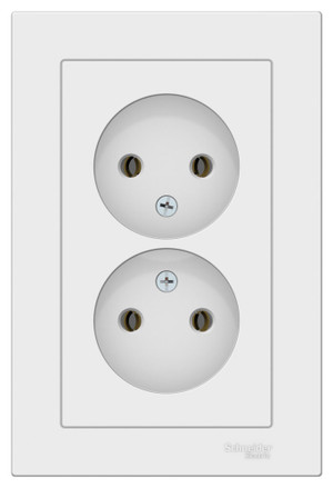 ATLASDESIGN РОЗЕТКА двойная без заземления,16А, в сборе, ЛОТОС (Systeme Electric) ATN001320