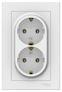 ATLASDESIGN РОЗЕТКА двойная с заземлением, 16А, в сборе, ЛОТОС (Systeme Electric) ATN001324