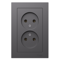 ATLASDESIGN РОЗЕТКА двойная без заземления,16А, в сборе, БАЗАЛЬТ (Systeme Electric) ATN001420
