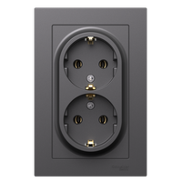 ATLASDESIGN РОЗЕТКА двойная с заземлением, 16А, в сборе, БАЗАЛЬТ (Systeme Electric) ATN001424