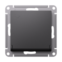 ATLASDESIGN РОЗЕТКА с заземл. со шторками с крышкой, 16А, IP20, механизм, БАЗАЛЬТ (Systeme Electric) ATN001446