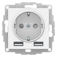 ATLASDESIGN РОЗЕТКА 16А с 2 USB A+A, 5В/2,4А, 2х5В/1,2А, механизм, БЕЛЫЙ (Systeme Electric) ATN000130