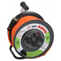 Удлинитель силовой RMx-4es-3x2.5-50m-IP44 на металлической катушке с/з с выключателем 4 розетки 50м ПВС (ЭРА) Б0052922