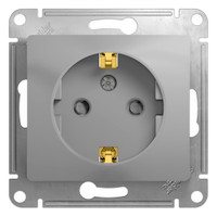 GLOSSA Розетка с заземлением со шторками в рамку алюминий (Systeme Electric) GSL000345