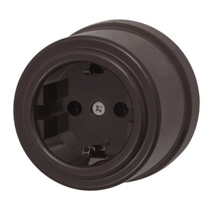 Розетка с З.К., пластик, цвет коричневый (Bironi) B1-101-22