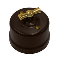 Выключатель Лизетта 1-кл., пластик, цвет Коричневый, Золото (Bironi) B1-200-22-G