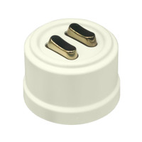 Выключатель Лизетта 2-кл., пластик, цвет Слоновая кость, Бронза (клавишный) (Bironi) B1-222-211-B