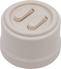 Выключатель Лизетта 2-кл., пластик, цвет Песочное золото (клавишный) (Bironi) B1-222-24