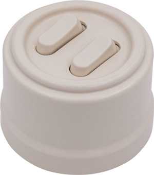 Выключатель Лизетта 2-кл., пластик, цвет Песочное золото (клавишный) (Bironi) B1-222-24