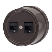 Розетка RJ45 информационная двойная, пластик, цвет коричневый (Bironi) B1-302-22