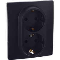Розетка 2-местная с заземлением с защитными шторками 16А в сборе антрацит INSPIRIA (IEK) 673453