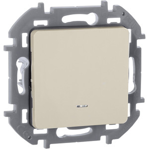Выключатель 1-клавишный проходной с подсветкой/индикацией 10АХ безвинтовое крепление слоновая кость INSPIRIA (IEK) 673661