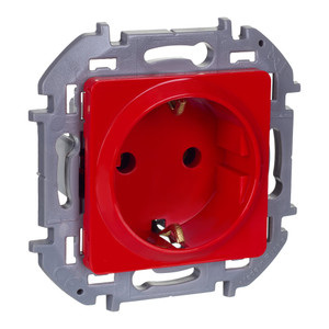 Розетка 1-местная с заземлением с защитными шторками 16А красный INSPIRIA (IEK) 673734