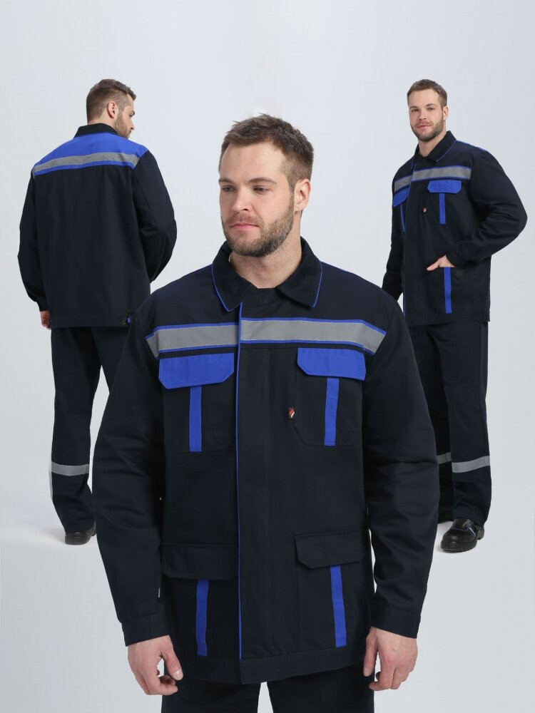 Костюм ИТР СОП IMP (тк.Саржа,250) п/к, т.синий/васильковый 60-62/170-176 (Факел) 87489241