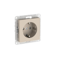 ATLASDESIGN РОЗЕТКА с заземлением со шторками, 16А, быстрозажимные клеммы, ПЕСОЧНЫЙ (Systeme Electric) ATN001245S