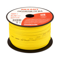 Провод ПГВА 1х0.75 мм2, желтый, бухта 100 м, (REXANT) 01-6502