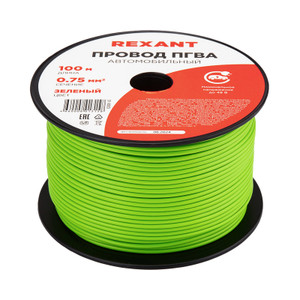 Провод ПГВА 1х0.75 мм2, зеленый, бухта 100 м, (REXANT) 01-6503