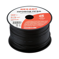 Провод ПГВА 1х0.75 мм2, черный, бухта 100 м, (REXANT) 01-6506