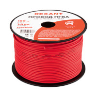 Провод ПГВА 1х1.00 мм2, красный, бухта 100 м, (REXANT) 01-6524