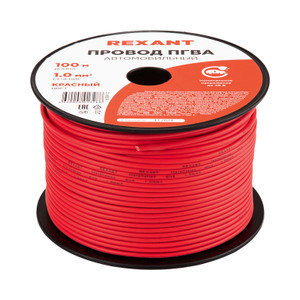 Провод ПГВА 1х1.00 мм2, красный, бухта 100 м, (REXANT) 01-6524