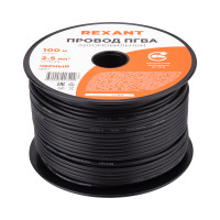 Провод ПГВА 1х2.50 мм2, черный, бухта 100 м, (REXANT) 01-6546