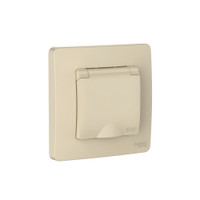 BLANCA С/У IP44 РОЗЕТКА с заземл. со шторк., с крышкой, 16А, 250В, БЕЖЕВЫЙ (Systeme Electric) BLNRS441117
