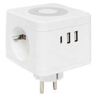 Тройник Куб 2 гнезда 2USB 2,4А+Type C + Ночник (EKF) UBA-CUB-T2-TC