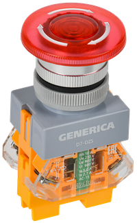 Кнопка D7-DZS Грибок d=22мм 1з+1р пов. с п/ф кр. GENERICA (IEK) BBG50-11DZS-3-11-K04-G