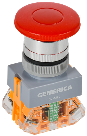 Кнопка D7-MZS Грибок d=22мм 1з+1р с фикс. кр. GENERICA (IEK) BBG50-11MZS-3-21-K04-G