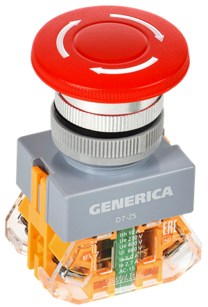 Кнопка D7-ZS Грибок d=22мм 1з+1р пов. с фикс. кр. GENERICA (IEK) BBG50-11ZS-3-21-K04-G