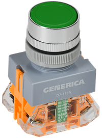 Кнопка D7-11BN d=22мм 1з+1р зеленая GENERICA (IEK) BBT50-11BN-3-22-K06-G