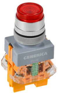 Кнопка D7-11D d=22мм 1з+1р с подсв. кр. GENERICA (IEK) BBT50-11D-3-12-K04-G
