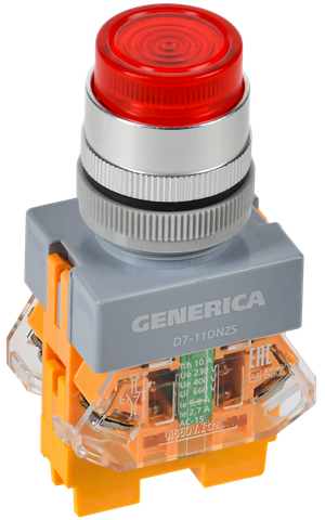 Кнопка D7-11DNZS d=22мм 1з+1р с подсв. и фикс. кр. GENERICA (IEK) BBT50-11DNZS-3-11-K04-G
