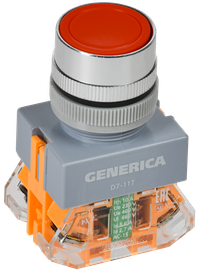 Кнопка D7-11T d=22мм 1з+1р с фикс. кр. GENERICA (IEK) BBT50-11T-3-21-K04-G